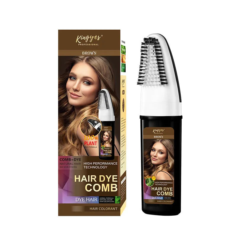 Easy Coloring Comb hair dye in brown, dark brown, and wine red 200ml bottles