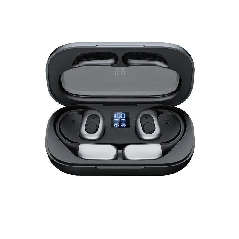 T23 Black wireless Bluetooth translation headphones with open noise reduction, touch operation, and storage bin