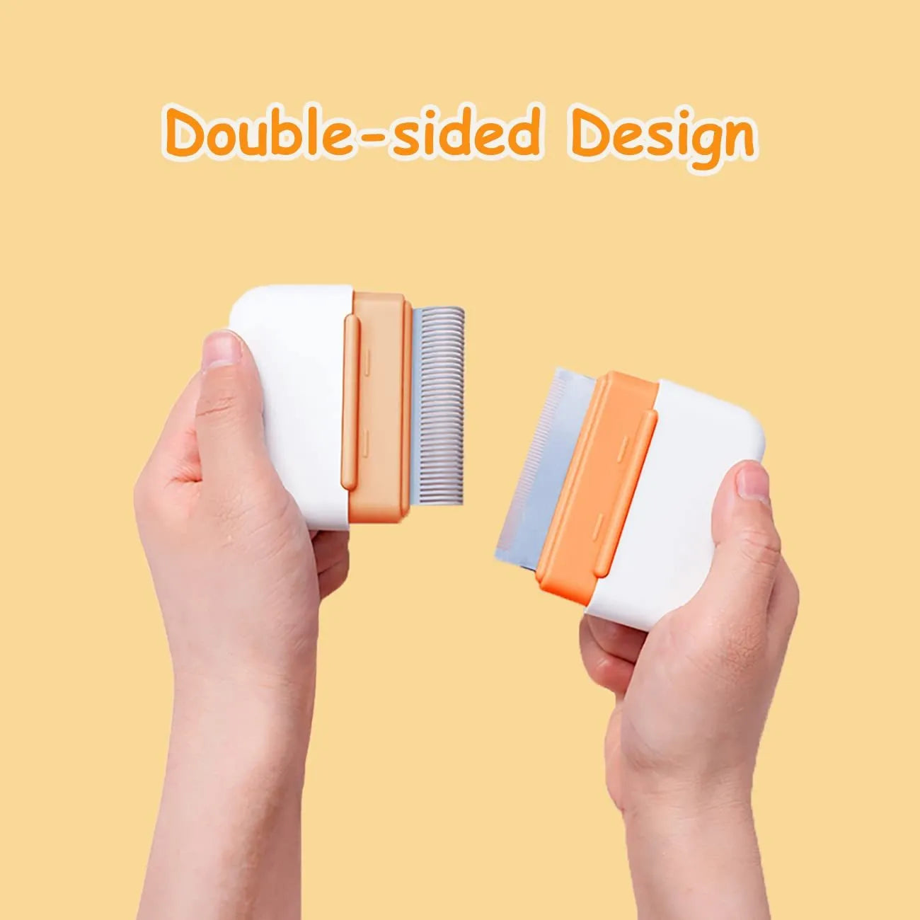 Blue dual-sided pet grooming comb showing massage and deshedding sides for cats dogs rabbits