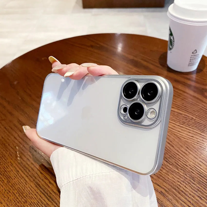 Electroplated frosted edge phone case for iPhone, PC material, anti-fall, anti-fingerprint, original machine gray colour
