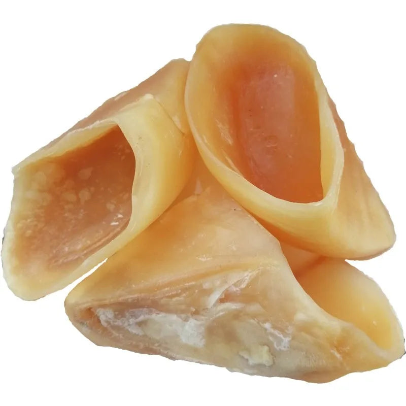 Natural cowhide dog chew toy with edible hoof shell centre in small and large size options.