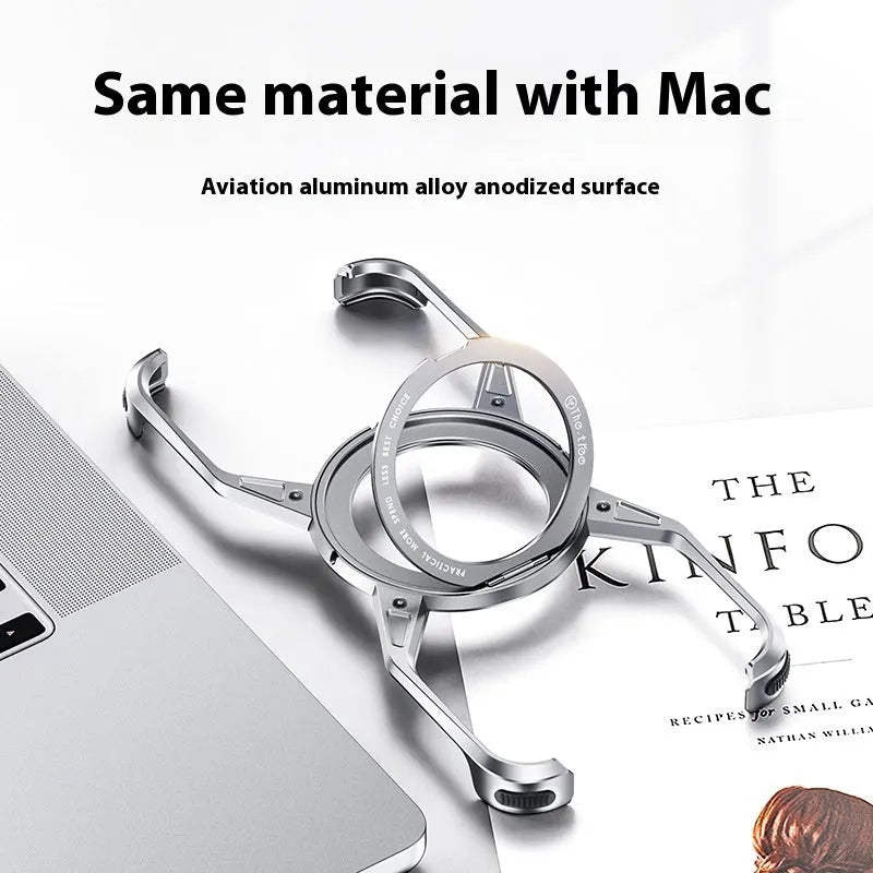 Rotary magnetic adhesive bracket hollow aluminium alloy phone case for iPhone 16 Pro Max in Deep Space Gray