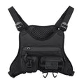 Outdoor sports chest bag with breathable vest design in Oxford cloth available in black, blue, and grey colours