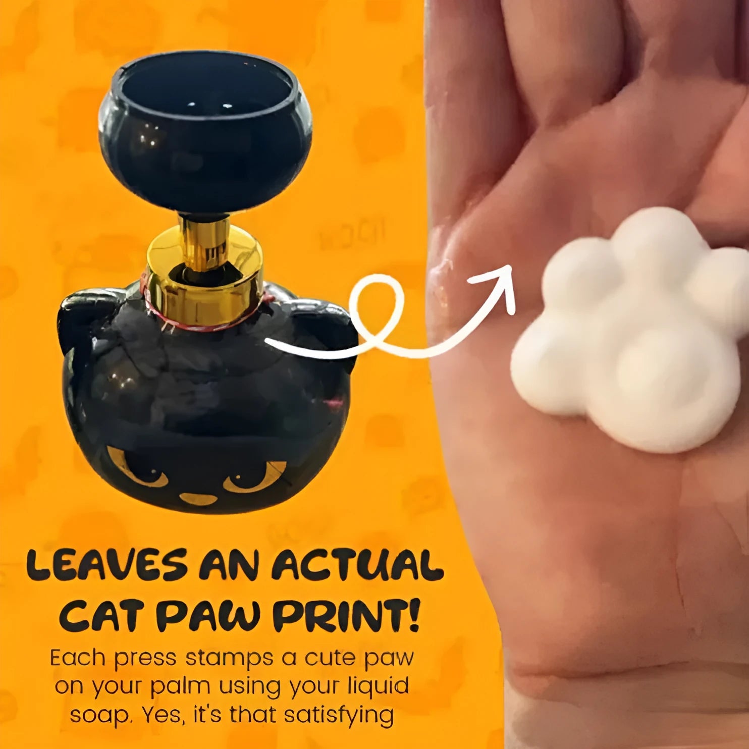 Black cat-shaped cartoon foam soap dispenser with plastic construction