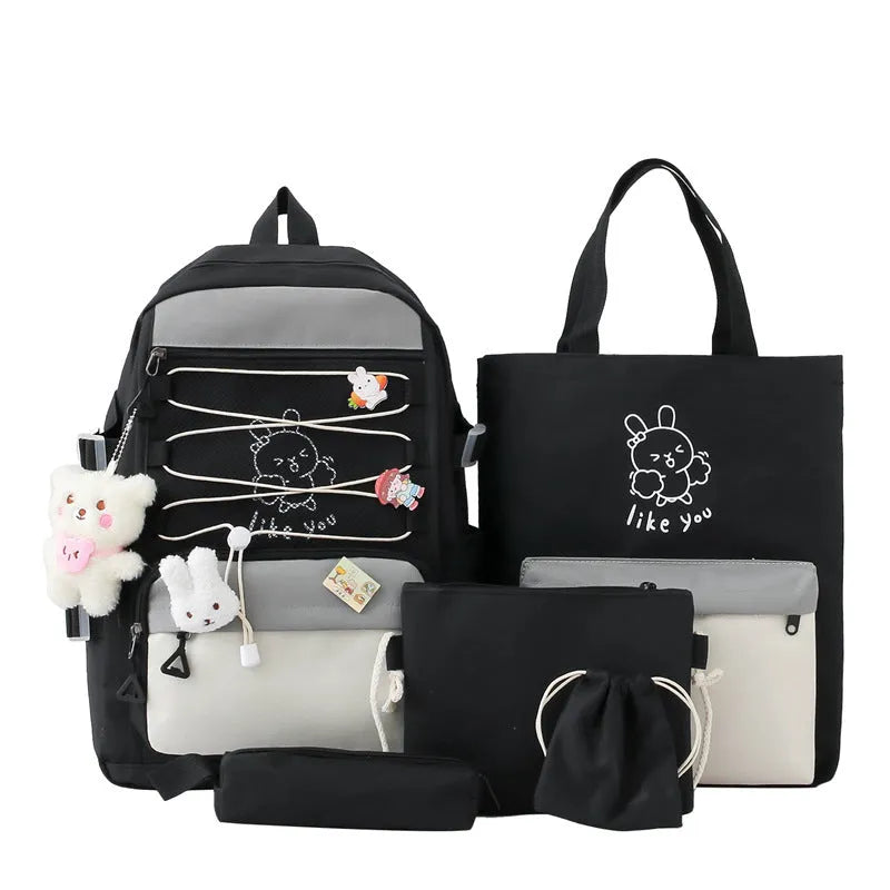 Lightweight student backpack with curved shoulder straps in solid colour options