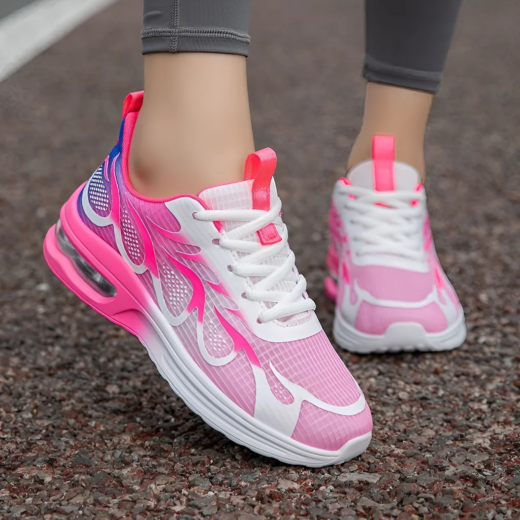 Women's mesh casual sneakers in three colours with PU sole construction