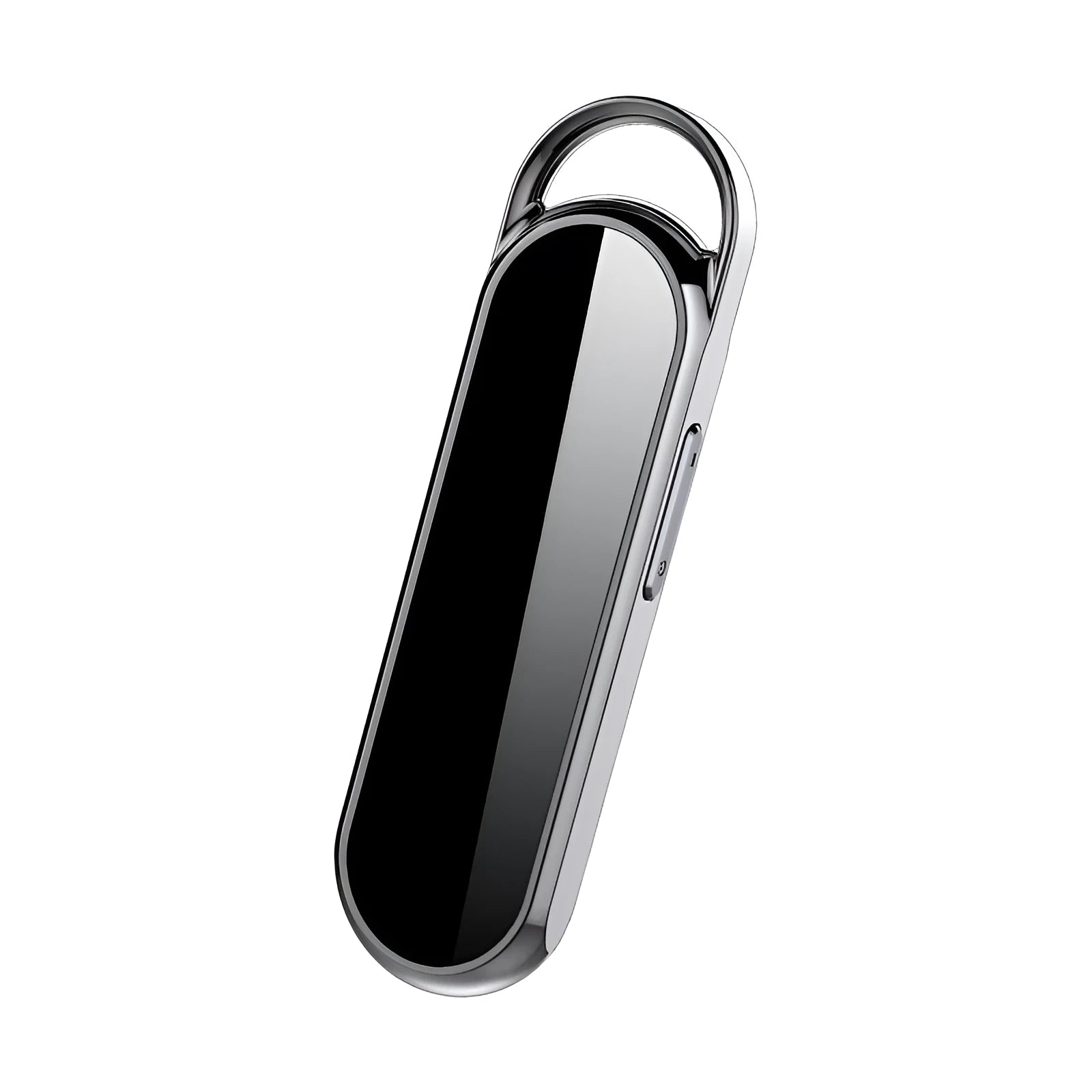 Black one-key recording smart voice recorder with metal body and compact dimensions 83.5x23x11mm