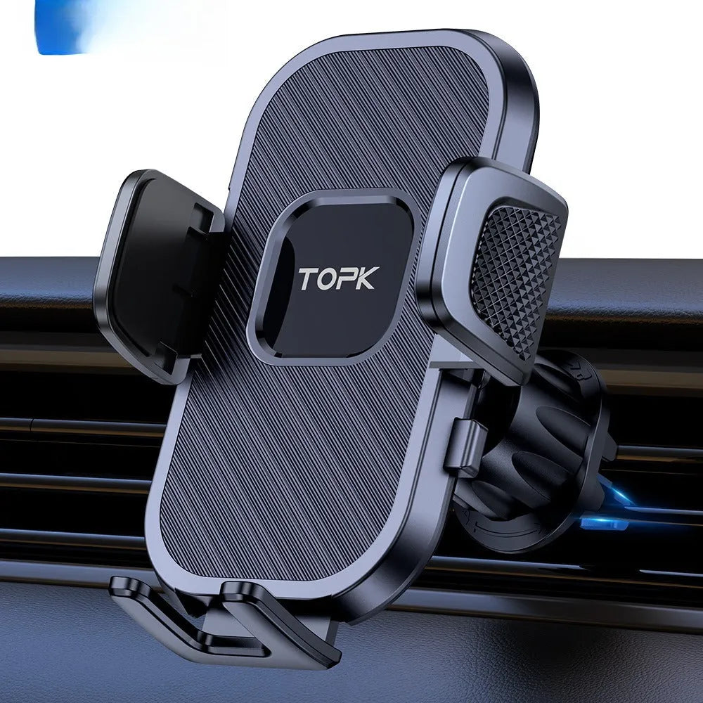 Car rotating air outlet phone holder with hook for universal mobile phone and navigator mounting