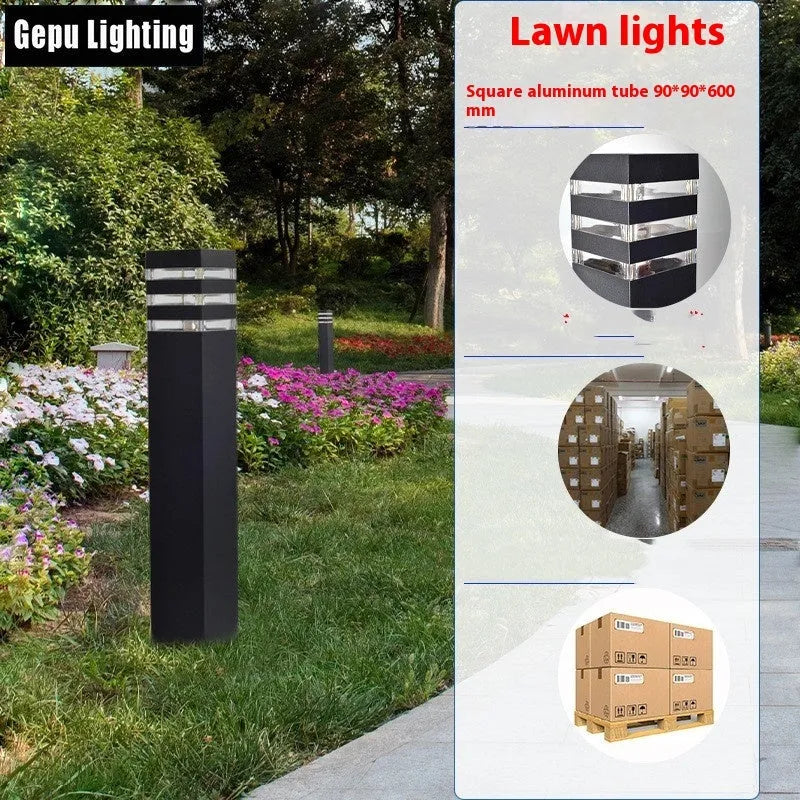 40cm tall Chinese-style outdoor lawn lamp with aluminium and acrylic construction for garden pathway lighting