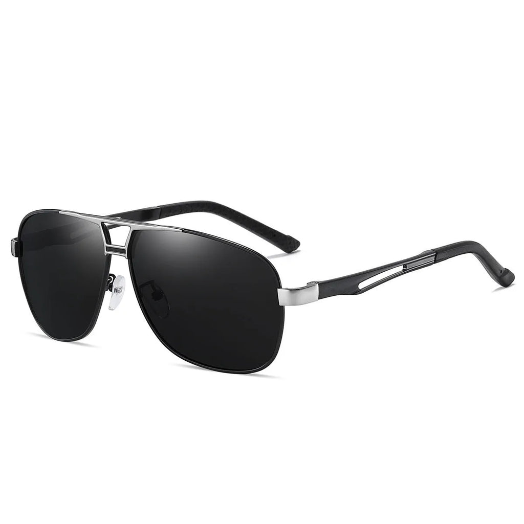 Men's orange red polarised aviator sunglasses with a metal frame and HD lenses.
