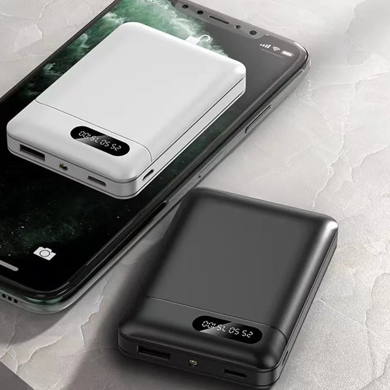 A21 model portable power bank in black or white with multiple USB charging ports