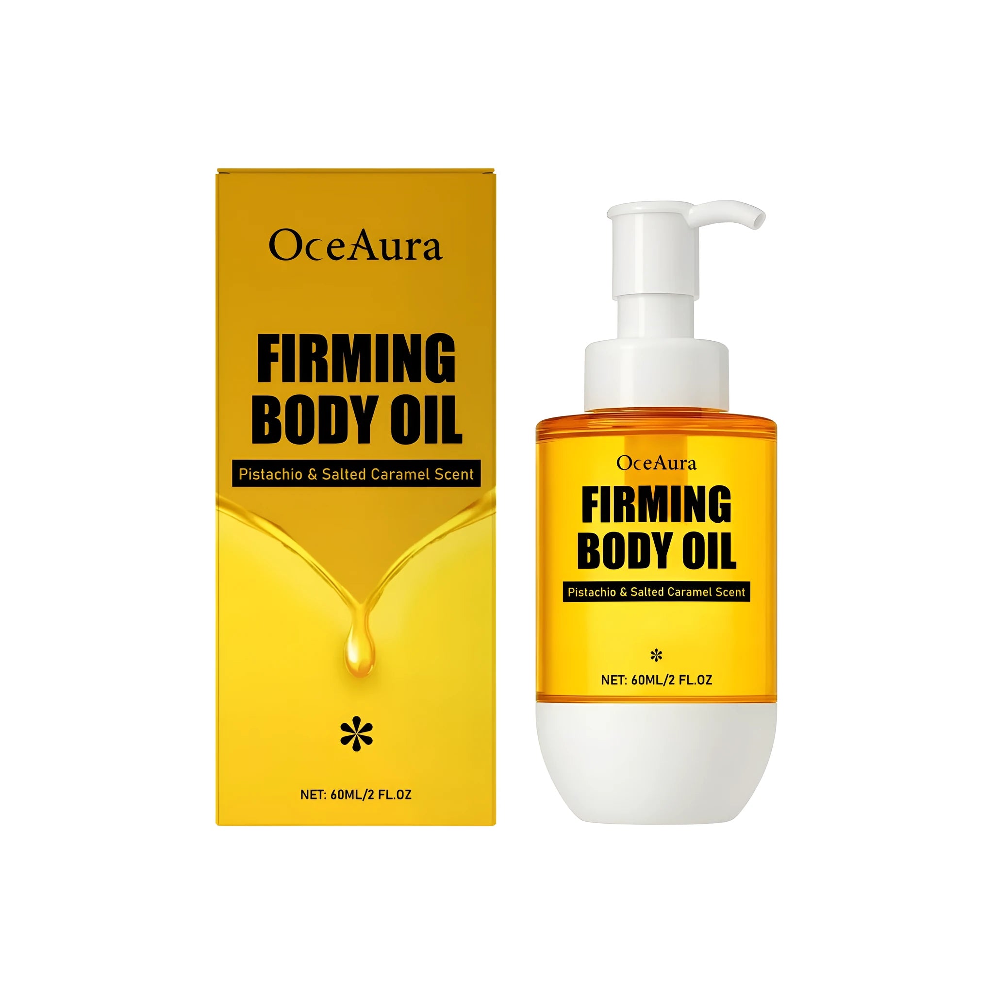 60ml bottle of body tightening oil with glycerin and vitamin E for skin texture improvement