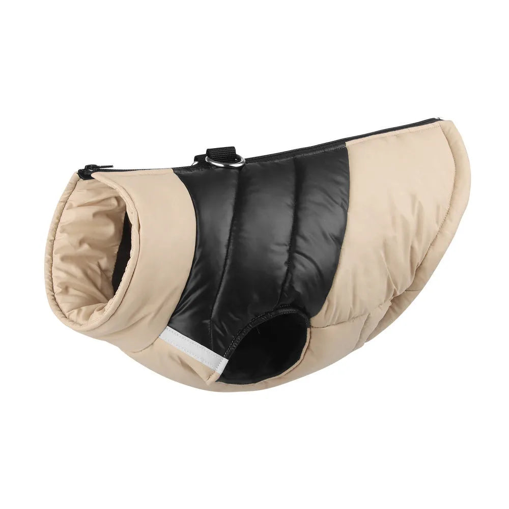 Waterproof padded dog vest jacket with zipper in multiple colours and sizes for winter wear