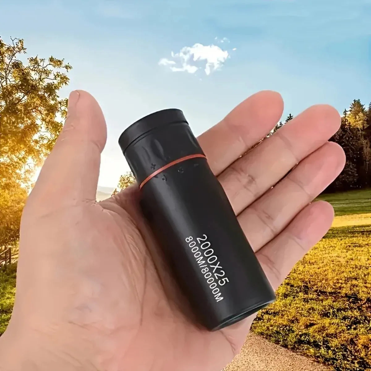 Black monocular telescope with mobile phone holder attachment for outdoor viewing