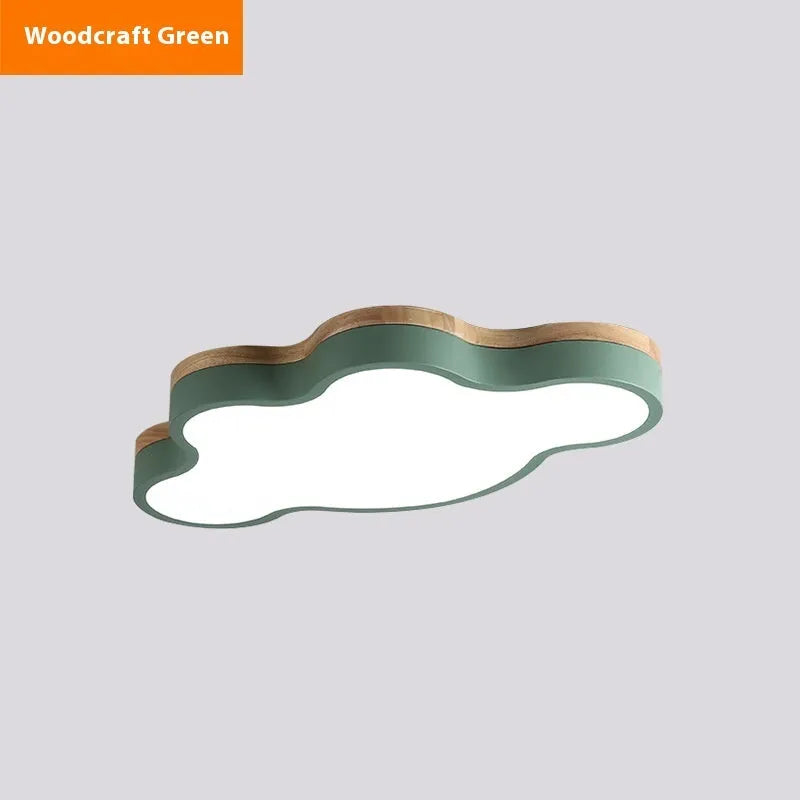 Modern cloud-shaped wood effect LED ceiling lamp for bedroom or study