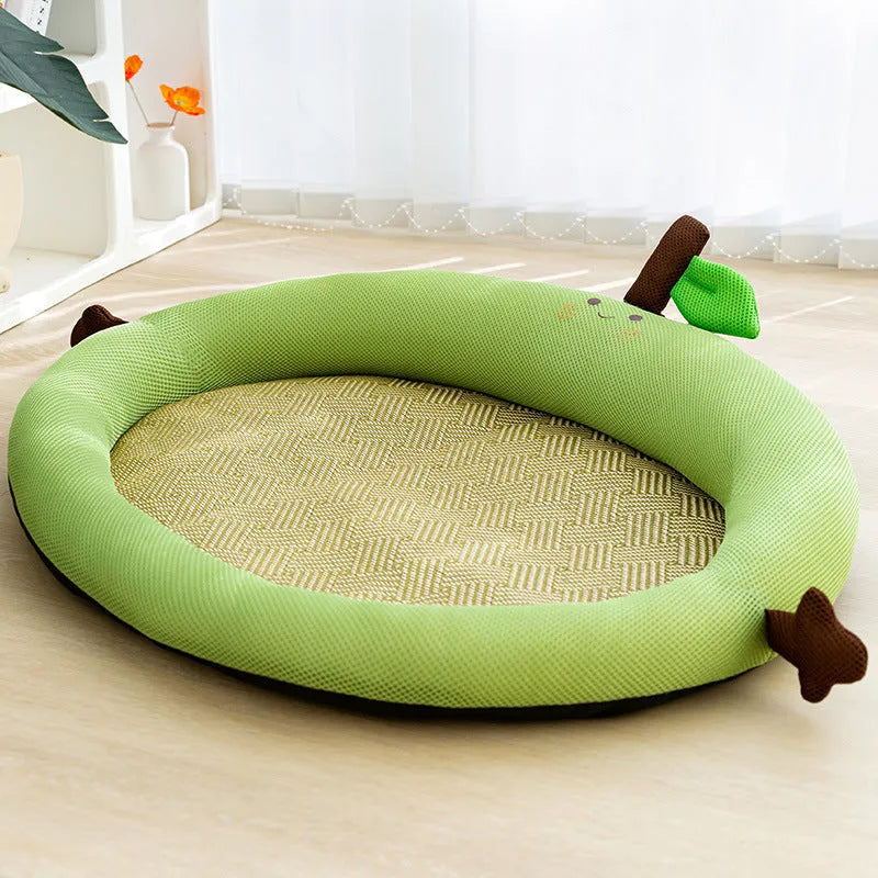 Fruit backrest pet nest for cats and dogs in green colour showing structured design