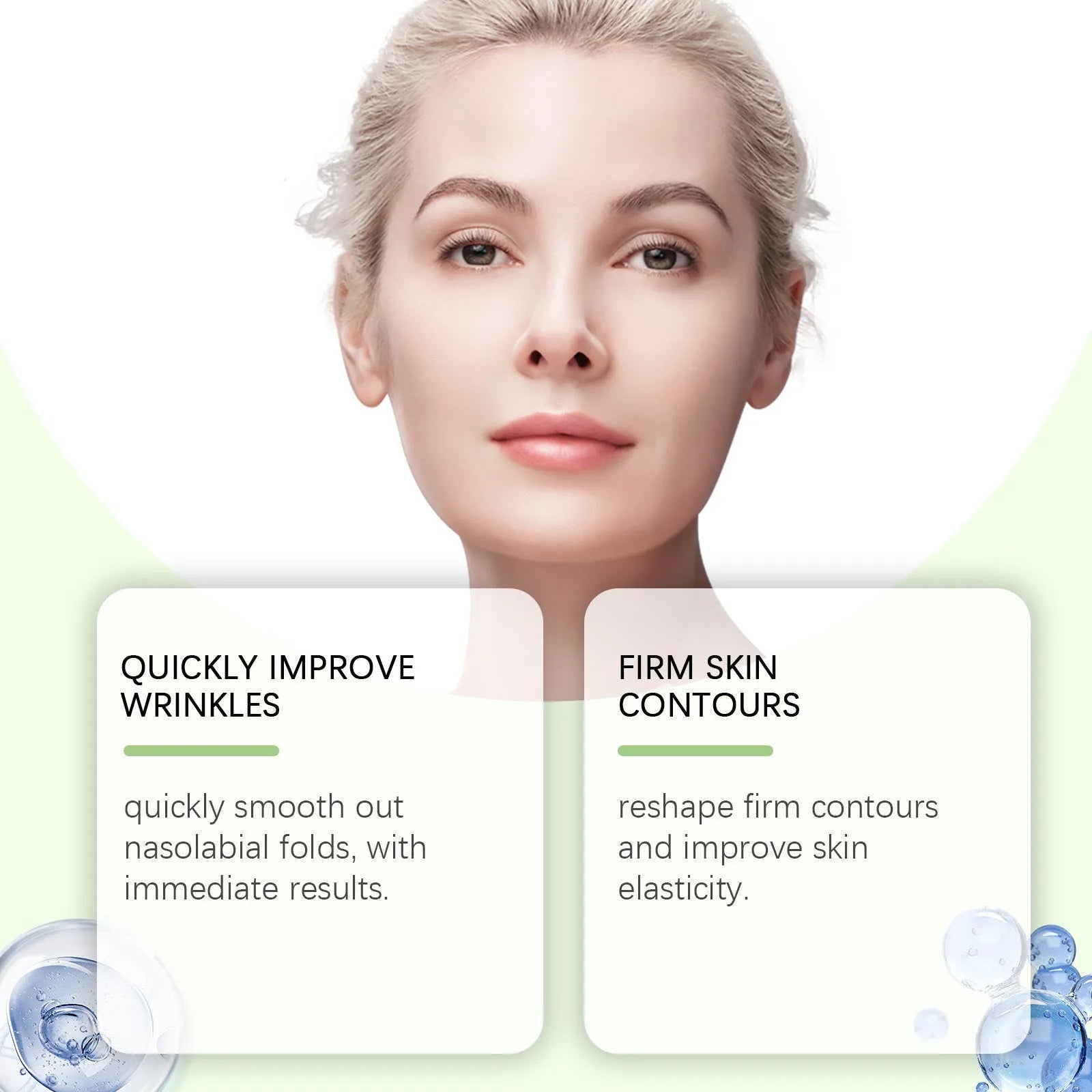 Facial skin firming patches with hyaluronic acid and collagen in 4.7x1x7.8cm size