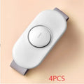 Wireless remote control waist massager in white colour with four large massage heads and USB cable.