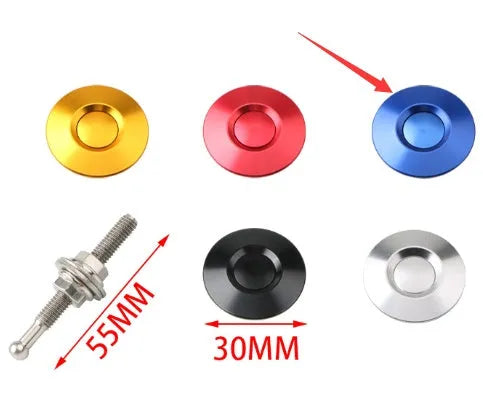 30mm diameter aluminium alloy button-type car cover lock in silver, shown with iron screw.
