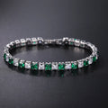 Geometric square diamond women's bracelet with zircon stones in electroplated platinum finish