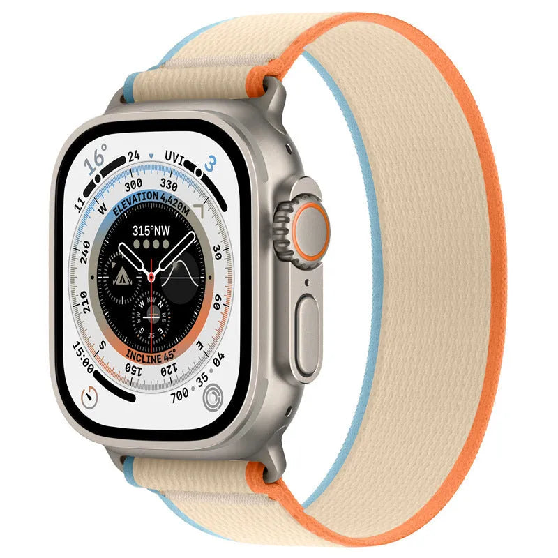 Wild Diameter nylon Apple Watch replacement strap with single ring buckle in multiple colour options.