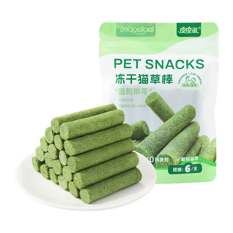 Freeze-dried cat grass stick pack 35g 6 sticks chicken salmon cat treat