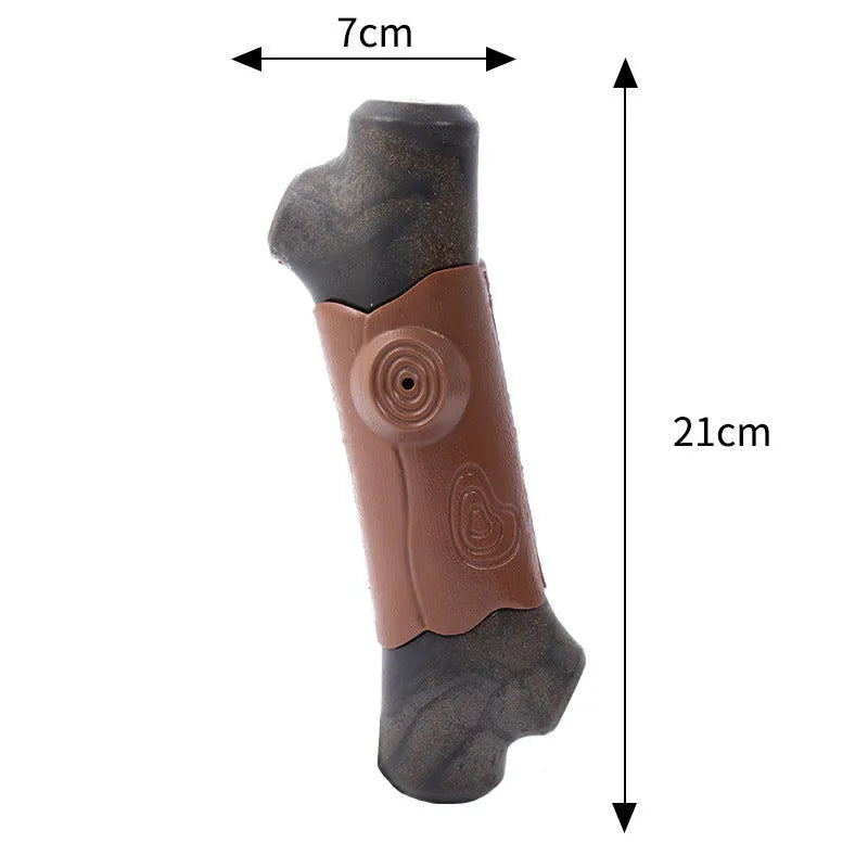 Large, branch-shaped nylon dog chew toy for aggressive chewers with bacon flavour.