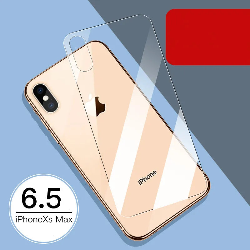 iPhone 11 Pro Max tempered glass screen protector with rear film and front film options.