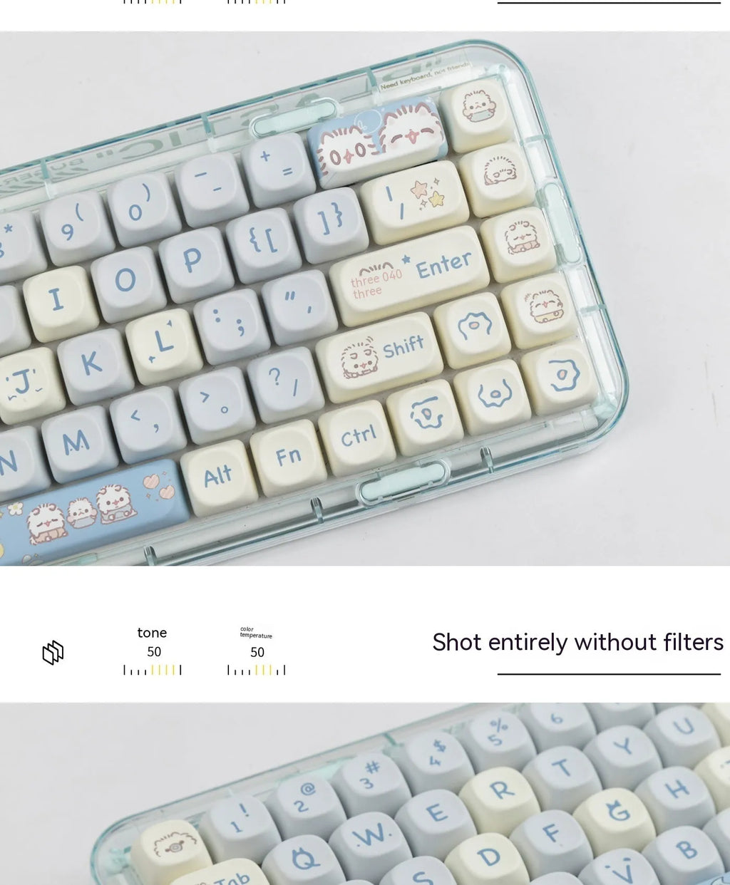 144-piece MOA height keycap set with cute meow block sublimation design and PBT construction for mechanical keyboards