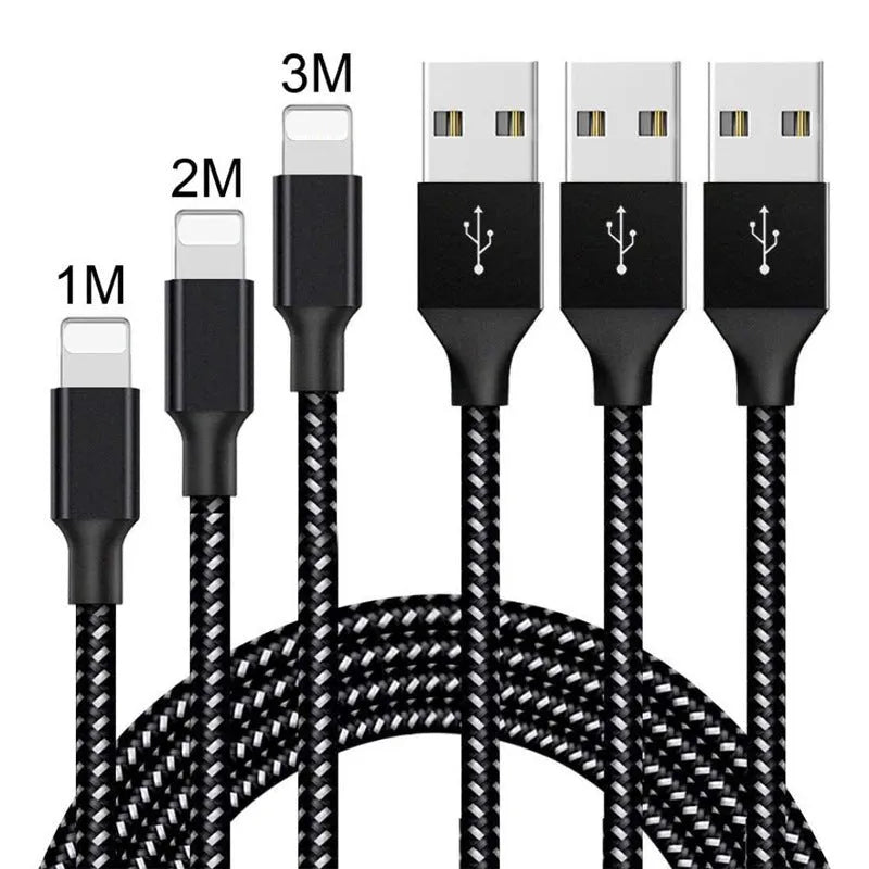Braided fast charging Micro USB cable in black and white colour, shown at 1 metre length.