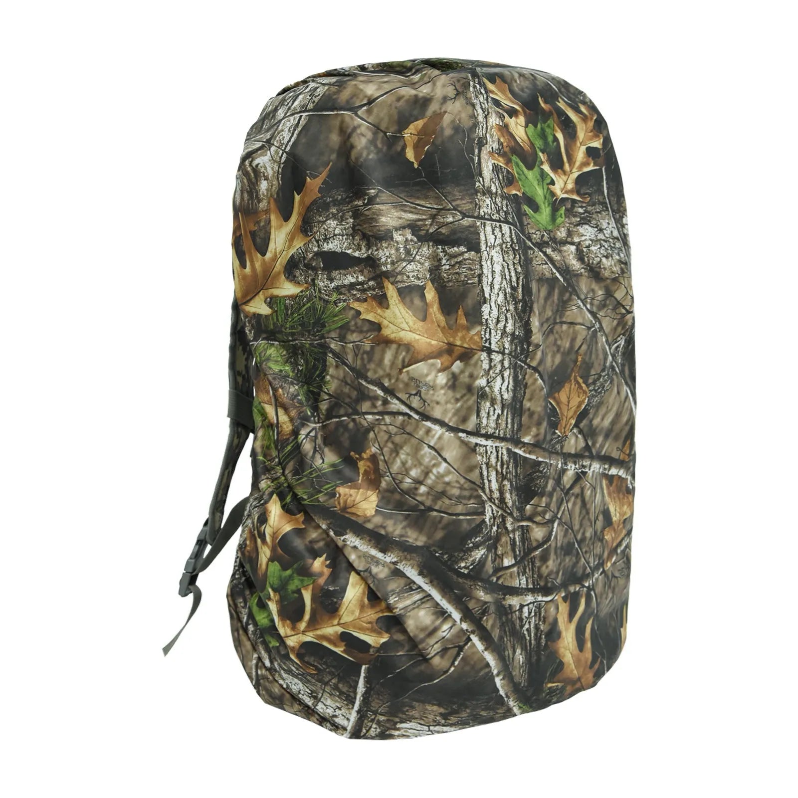 Army green backpack rain cover shown unfolded, suitable for an 80-litre pack.