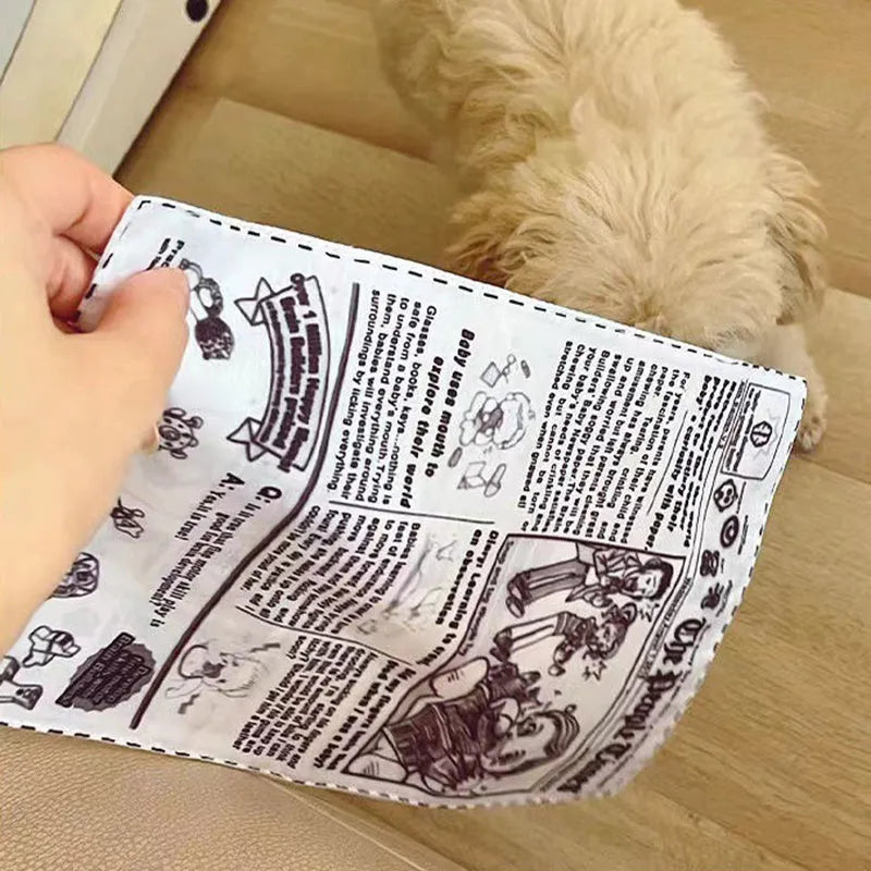 Tear-resistant squeaking dog toy shaped like a newspaper or playing card for corgi and puppy chew play.