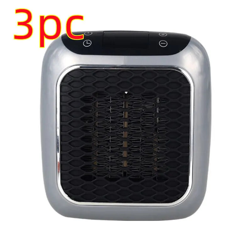 Mini wall-mounted PTC fan heater 800W in grey with digital temperature control and three fan speeds