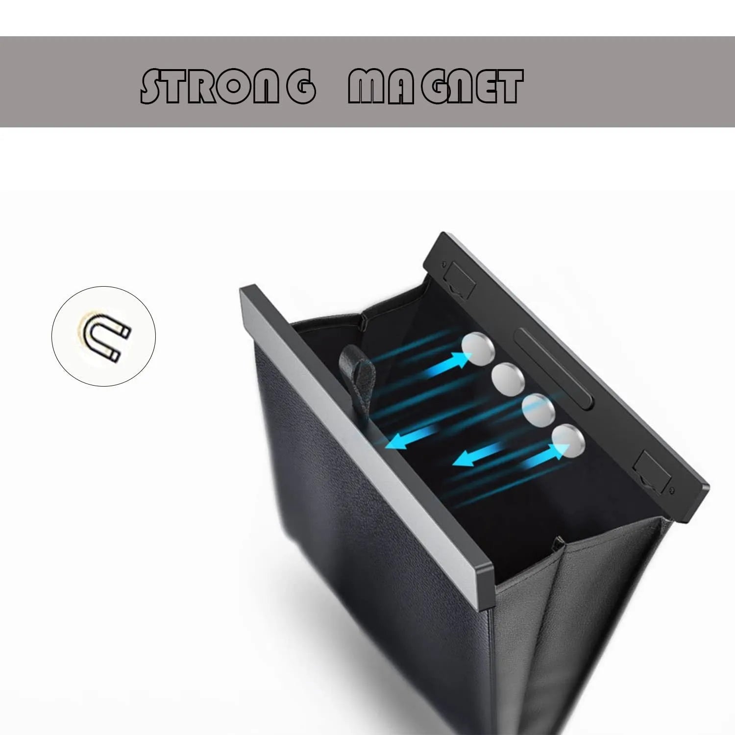 Leather waterproof car garbage bag hanging with foldable design in black