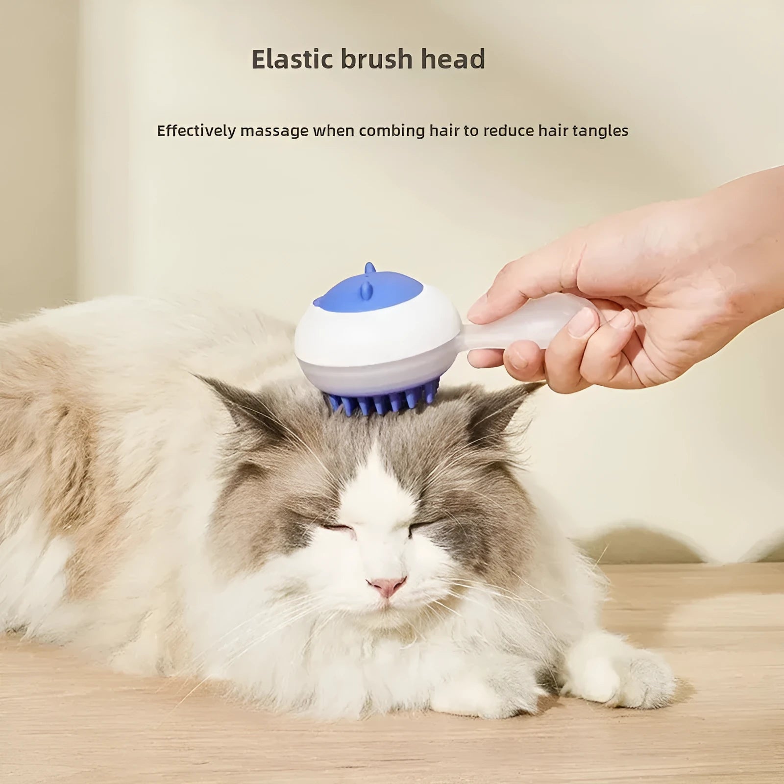 Automatic cleaning pet bath brush with soft gel massage pads in blue and orange colour options