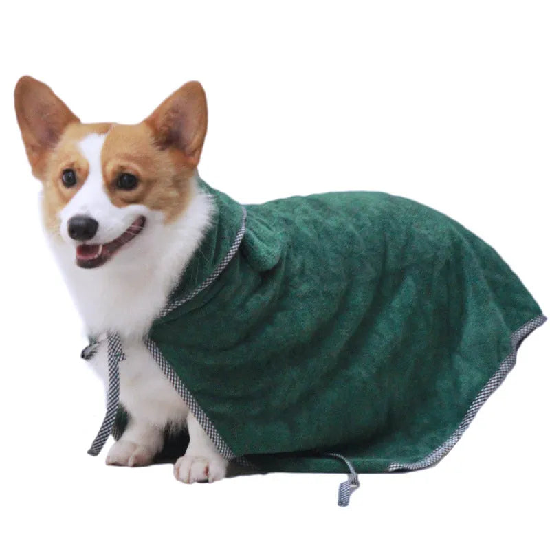 Grey and green ultra fine fibre pet towels in small, medium, and large sizes for dogs and cats.