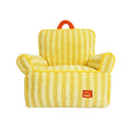 Striped orange plush pet bed for dogs or cats with a removable washable cover.
