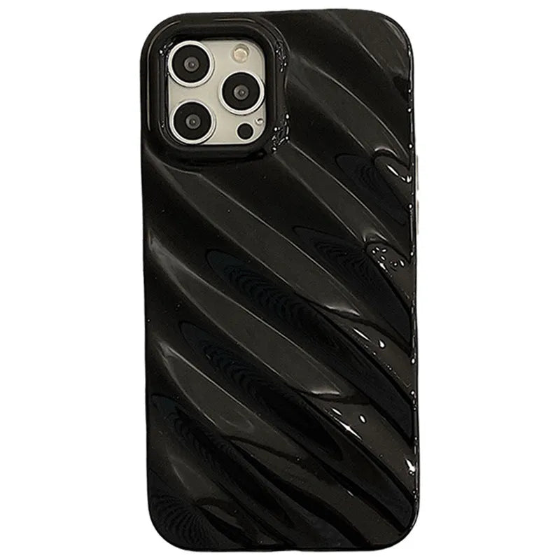 Nordic style silicone iPhone case with laser decoration in black, coffee, silver, or white colour options