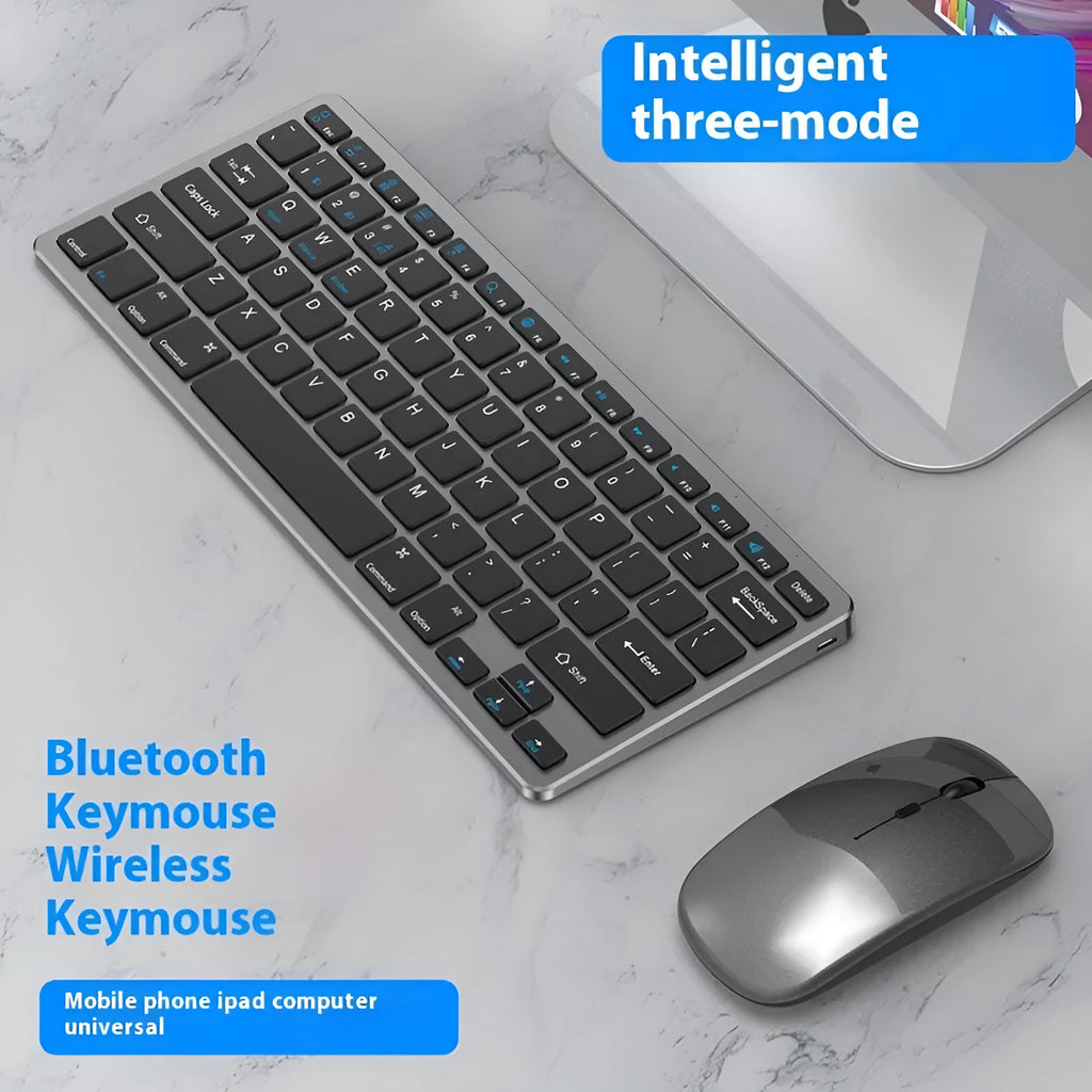 Ultra-thin wireless keyboard and mouse suit with rechargeable battery in black colour