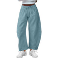 Women's loose cropped sweatpants with drawstring waist and side pockets in apricot colour