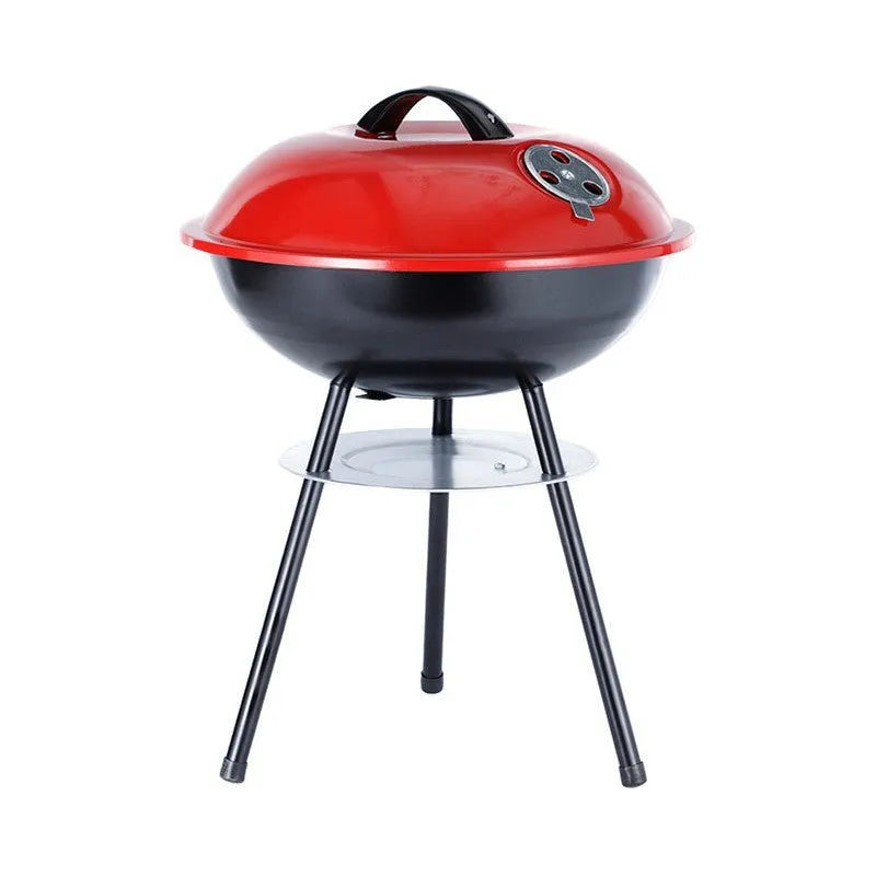 Compact portable iron barbecue oven with a 14-inch apple stove grill design.