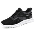 Men's soft bottom breathable striped sneakers with polyester fibre upper in white colour, flat heel and round toe