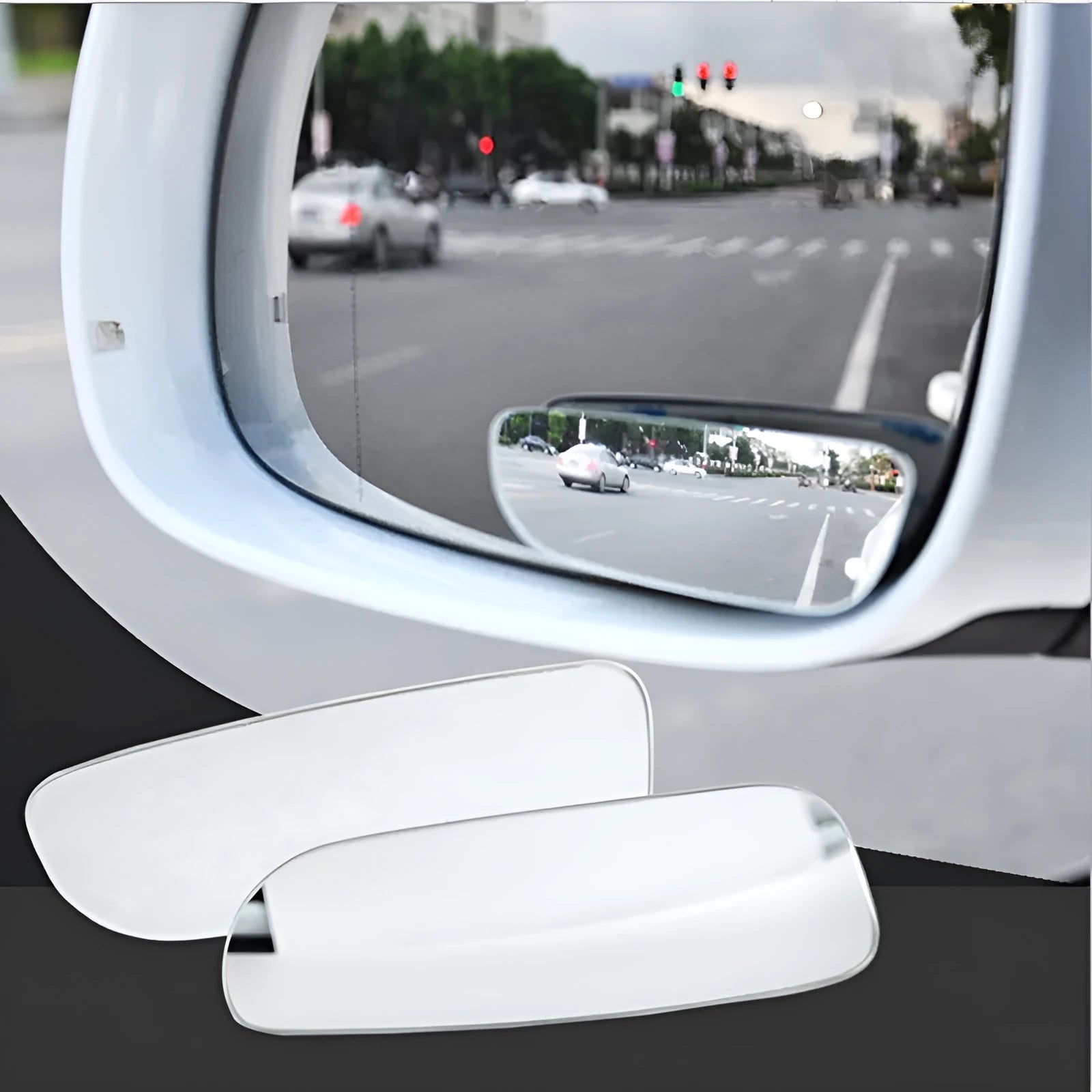 Glass adjustable wide-angle blind spot mirror for car rearview mounting.