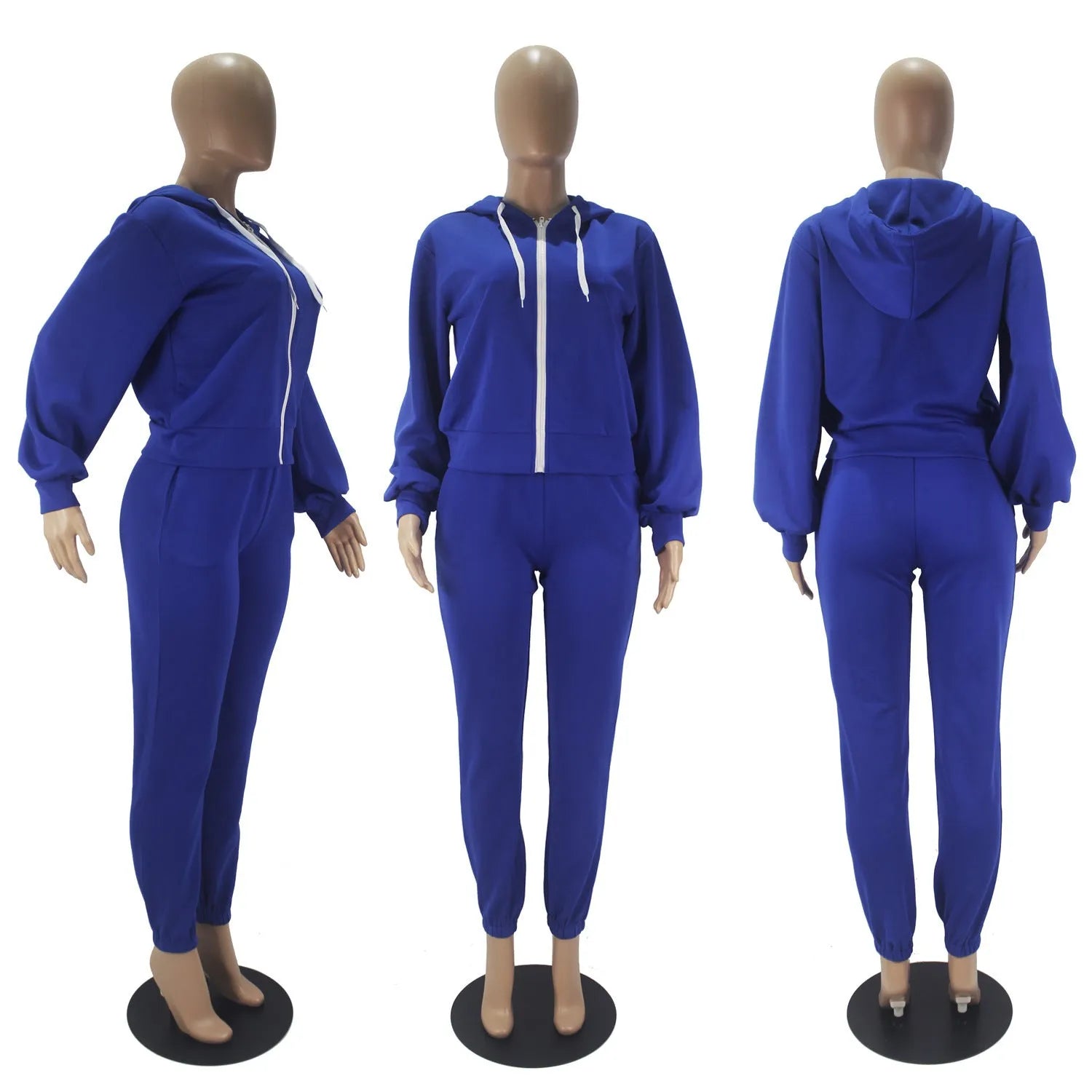 Women's casual two-piece suit with polar fleece pullover top and matching solid colour trousers