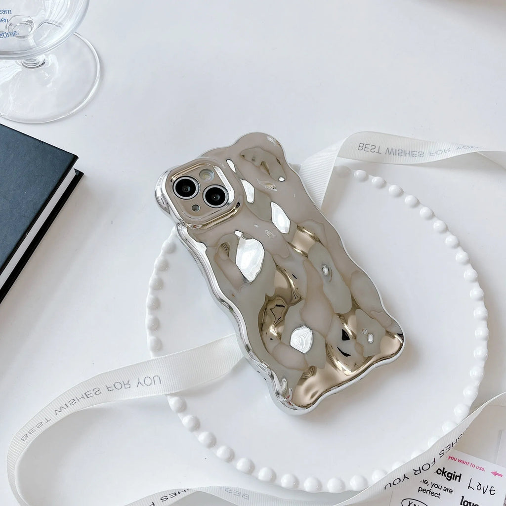 Bubble shell electroplated TPU phone case for iPhone 11 to 14 Pro Max in silver finish
