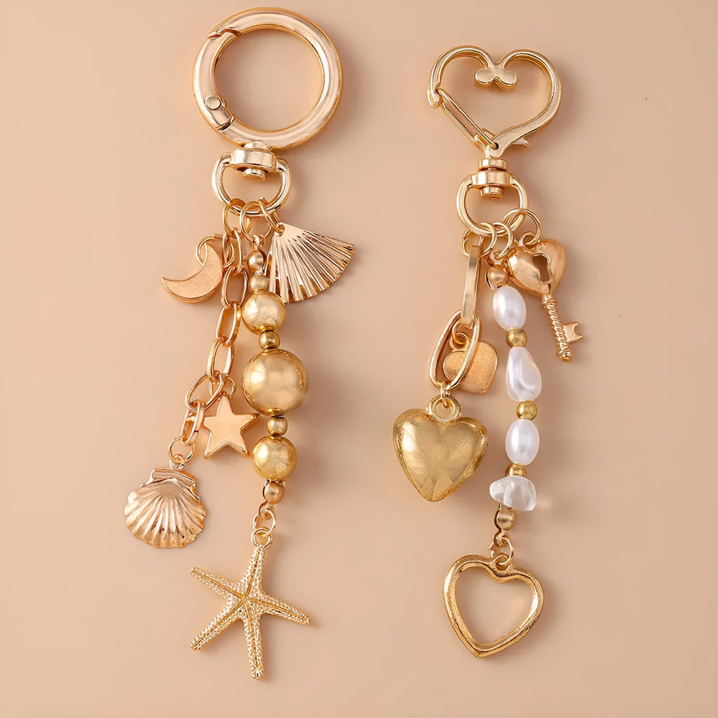 Creative Moon XINGX starfish keychain in zinc alloy, love colour, cartoon style