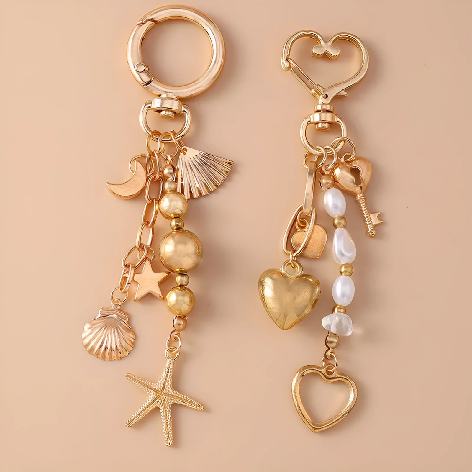 Creative Moon XINGX starfish keychain in zinc alloy, love colour, cartoon style