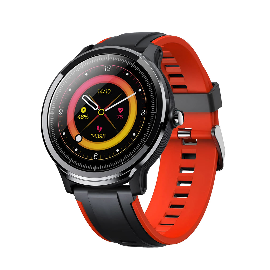 Kospet PROBE 1.3 inch touch screen smart watch with silicone wristband in green or red colour