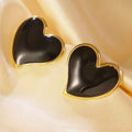 Enamel drip process irregular peach heart earrings on stainless steel base, four colours