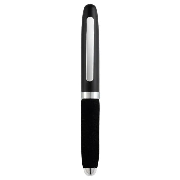 Silver EVA metal cap ballpoint pen with a 1.0mm tip on a notepad.